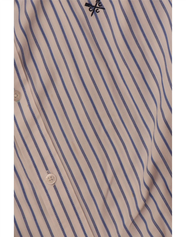 Crew Clothing Mens Camisa Slim Fit 2XL Algodão Listrado Branco