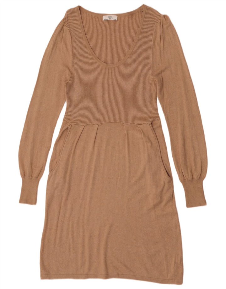 Vestido jumper feminino Marks & Spencer Reino Unido 14 viscose bege médio
