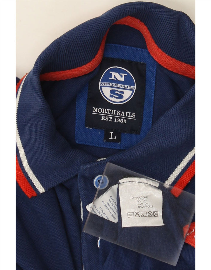 Camisa polo masculina North Sails gráfica grande algodão azul marinho
