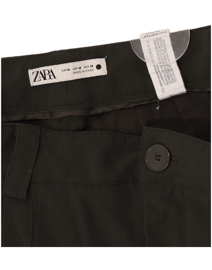 Calça casual feminina Zara com amarração média W28 L32 poliéster cáqui