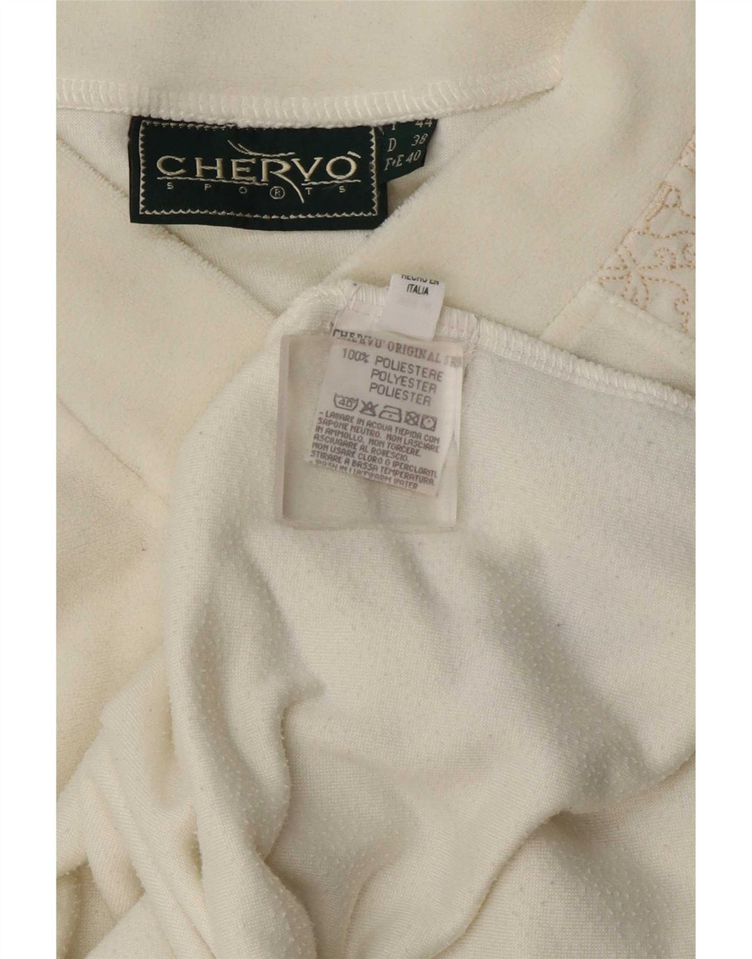 Colete de veludo feminino Chervo Top IT 44 poliéster Paisley branco médio