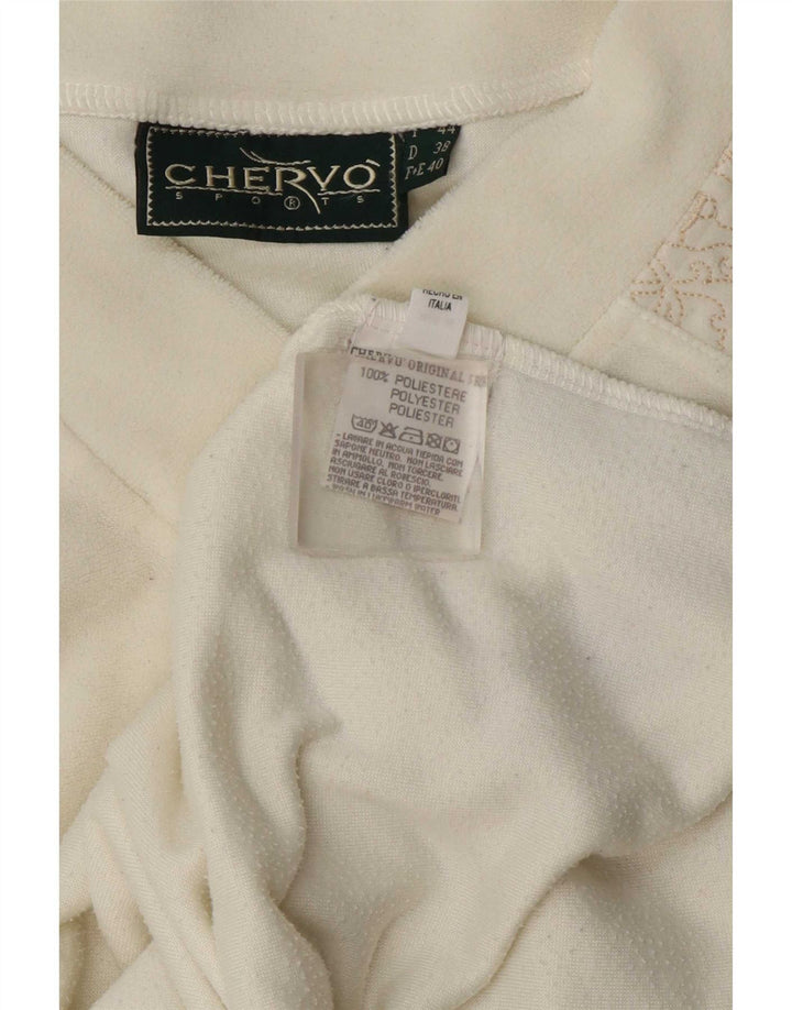 Colete de veludo feminino Chervo Top IT 44 poliéster Paisley branco médio