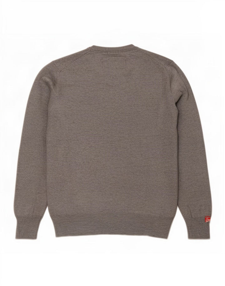 Suéter masculino Superdry com decote em V grande algodão cinza