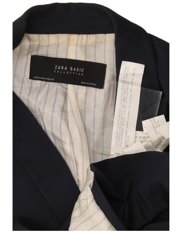 Jaqueta blazer feminina Zara com 1 botão Reino Unido 12 poliéster azul marinho médio