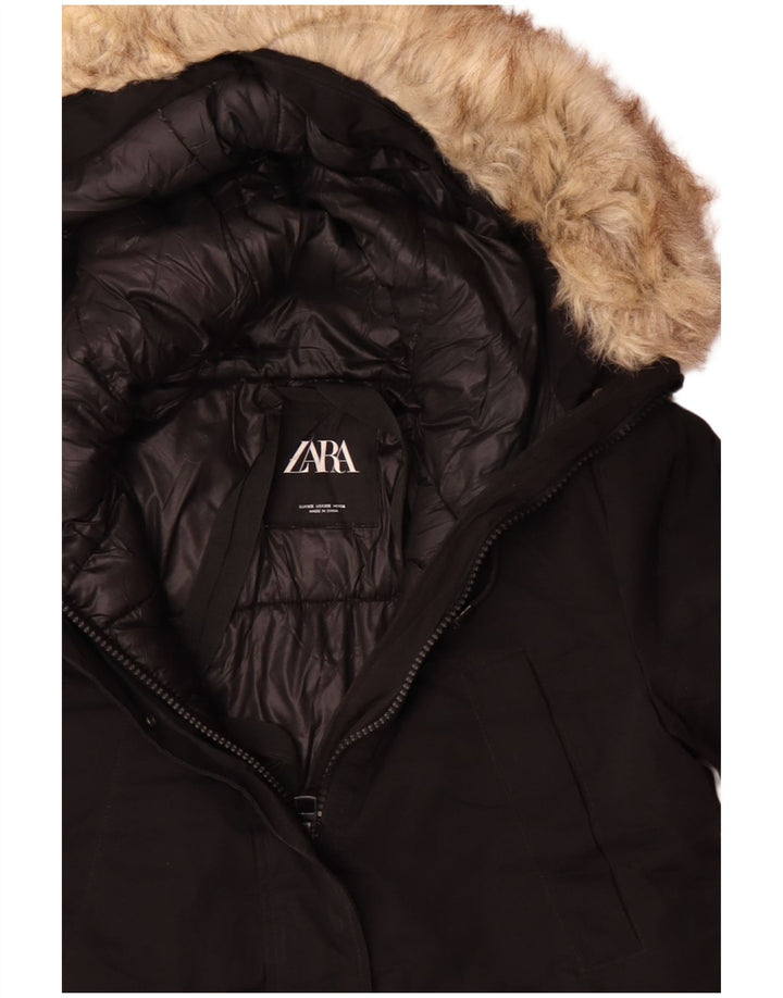 Jaqueta Parka Oversized com Capuz Zara Mulher Reino Unido 6 XS Poliéster Preto