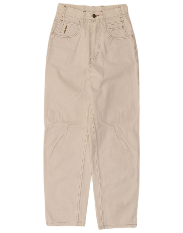 Jeans feminino vintage de cintura alta cônico W27 L34 branco