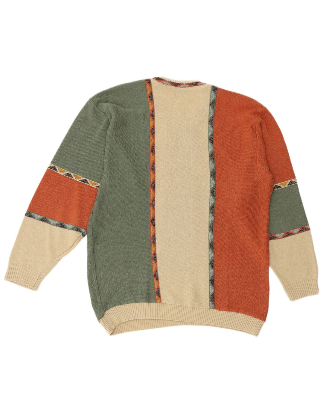 Suéter masculino BERTO LUCCI com gola redonda, grande geométrico multicolorido