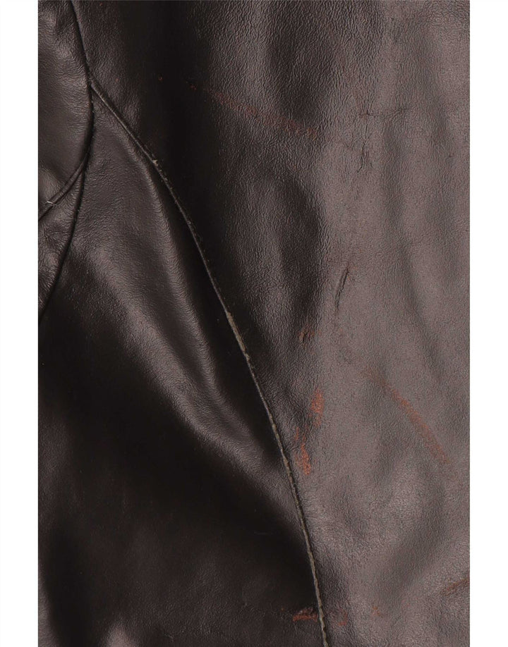 Casaco de couro feminino VINTAGE UK 14 couro preto médio