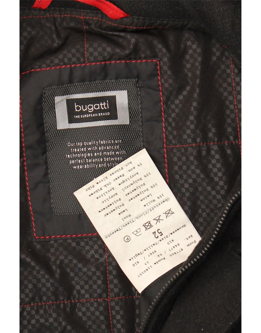 Casaco corta-vento masculino Bugatti IT 52 XL lã preta