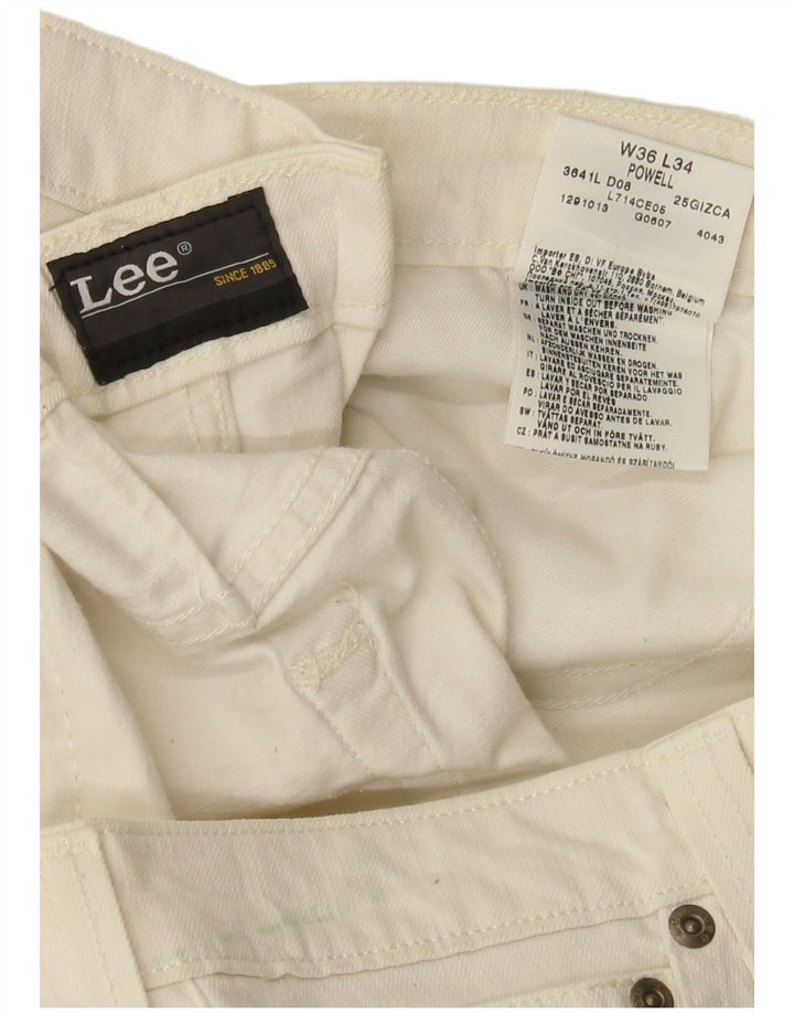 Lee Womens Powell Jeans W36 L33 Algodão Branco