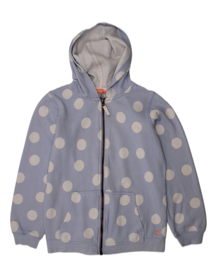 JOULES Girls Zip Hoodie Sweater 11-12 Years Blue Polka Dot Cotton Vintage Joules and Second-Hand Joules from Messina Hembry 
