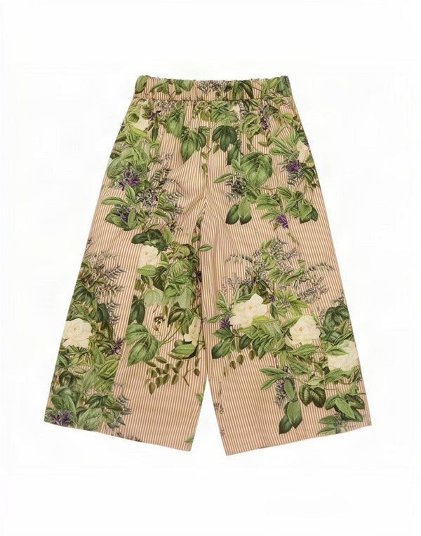 Zara Calça Capri Feminina Perna Larga Pequena W26 L22 Bege Floral
