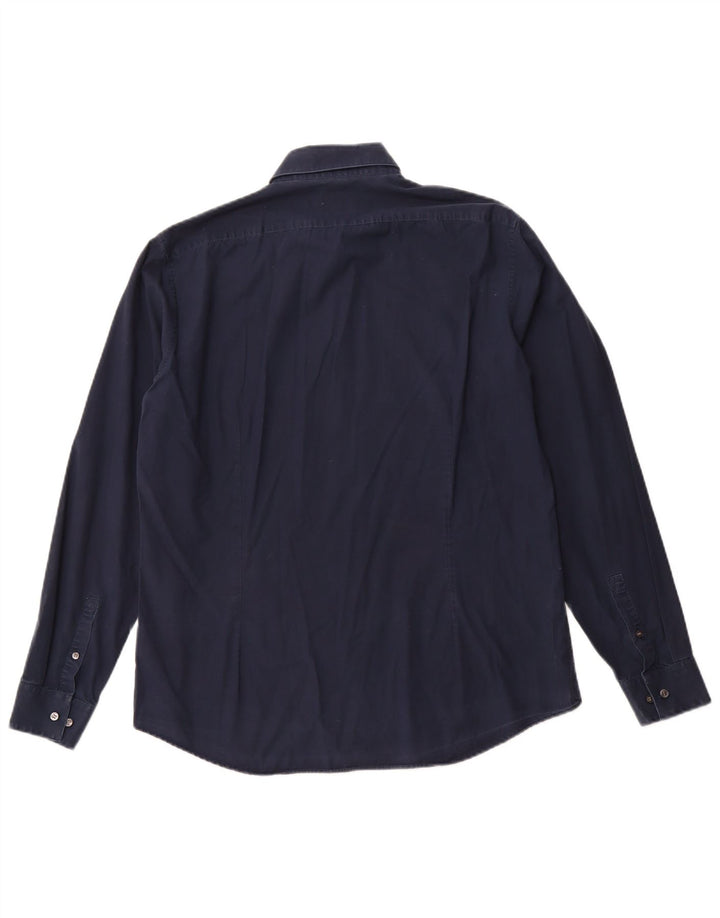 Camisa masculina CALVIN KLEIN Slim Fit tamanho 16 1/2 grande algodão azul marinho