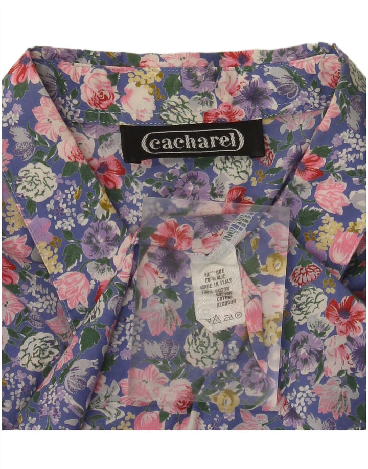 Camisa feminina de manga curta Cacharel UK 12 média floral multicolorida