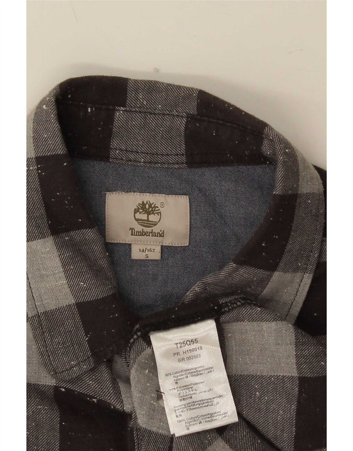 Camisa Timberland Meninos Flanela 13-14 Anos Pequeno Algodão Gingham Cinza