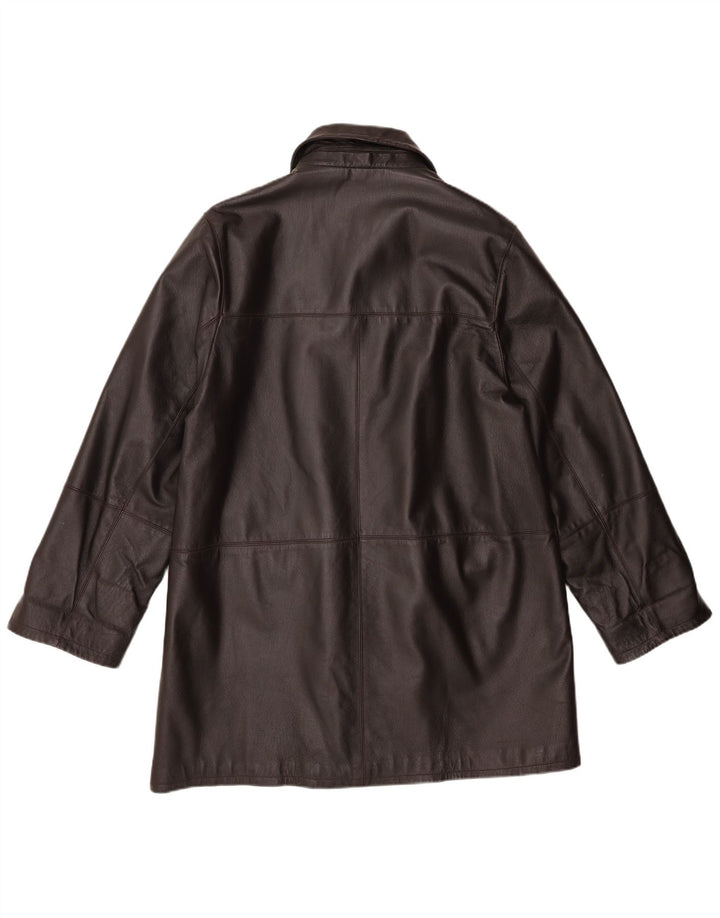 Casaco de couro feminino vintage IT 50 XL couro marrom