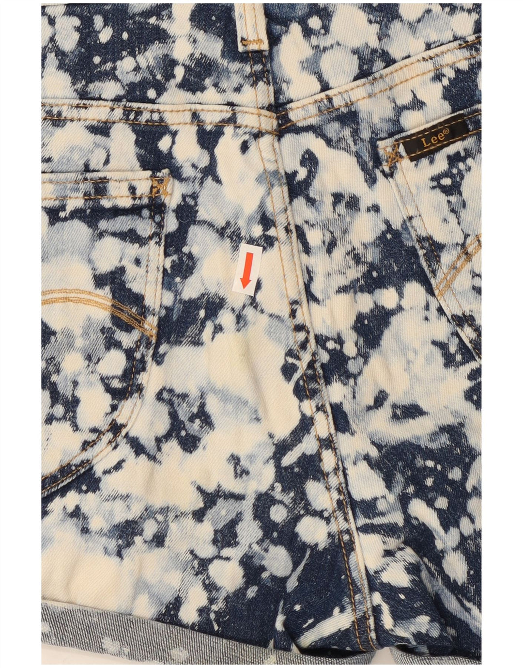 Lee Womens Denim Hot Pants W28 Médio Azul Marinho Tie Dye Algodão