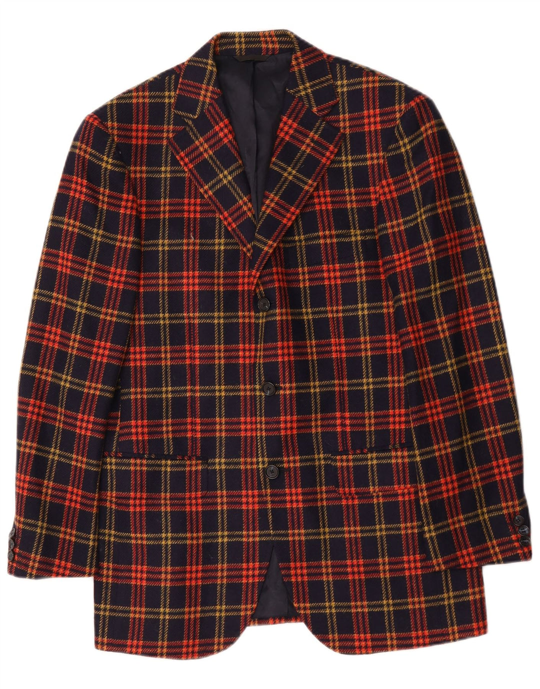 Jaqueta blazer masculina Sutor Mantellassi com 3 botões IT 46 pequena xadrez azul marinho