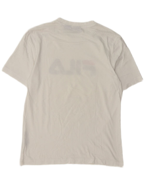Fila Mens Graphic T-Shirt Top Pequeno Algodão Branco