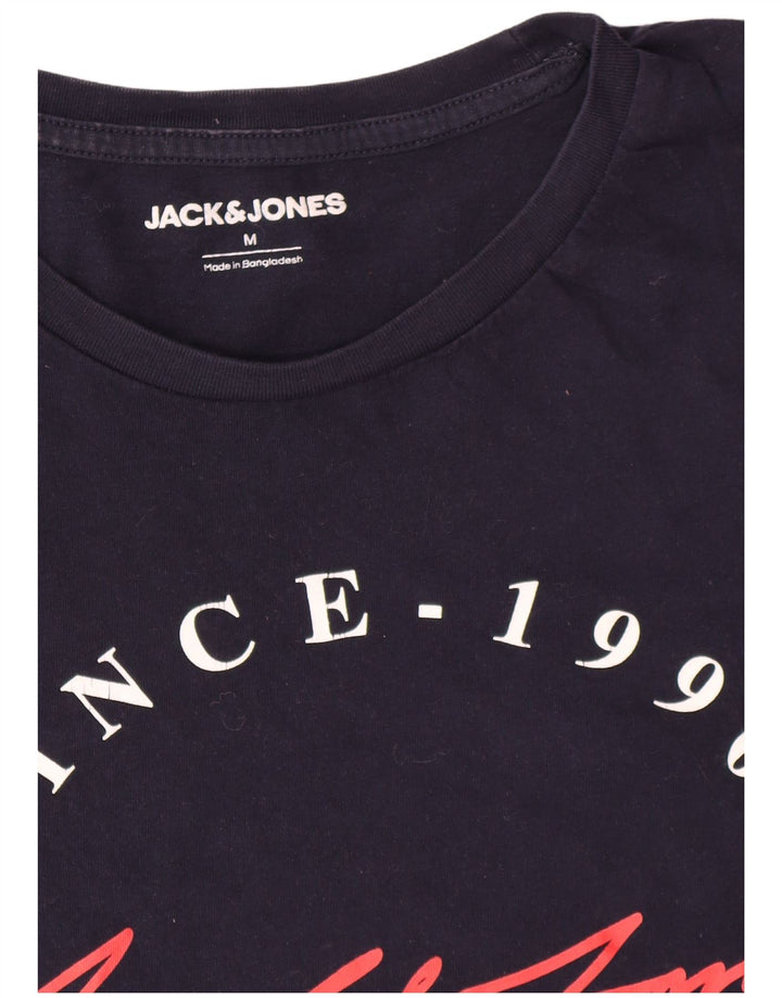Camiseta gráfica masculina Jack & Jones Top médio algodão azul marinho
