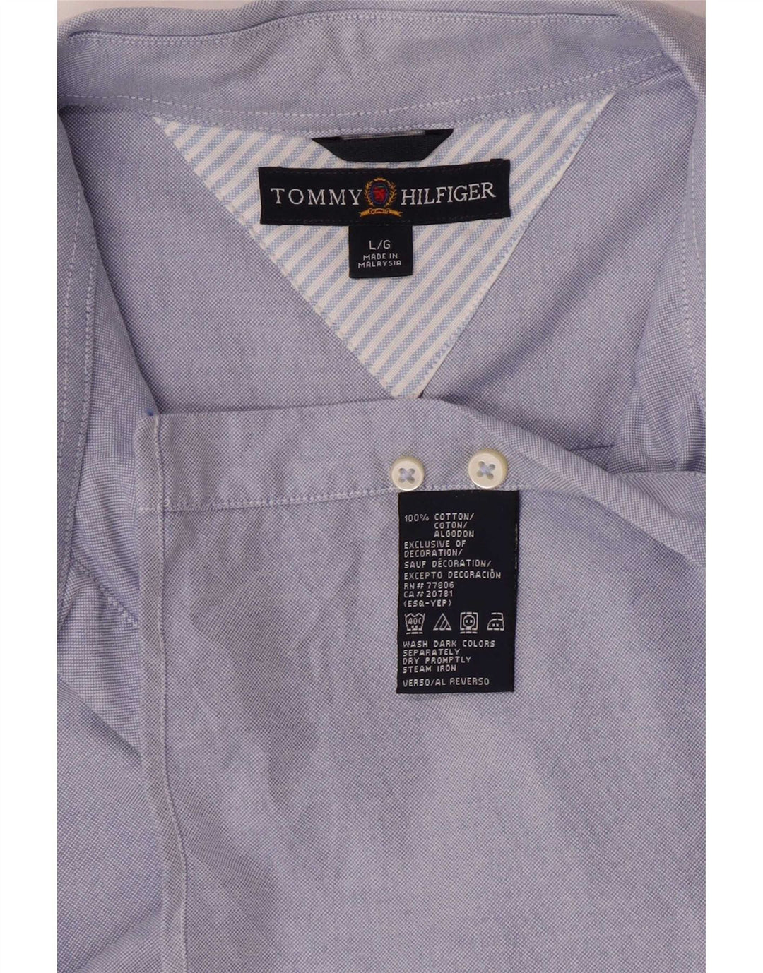 Camisa masculina Tommy Hilfiger Regular Fit grande algodão azul