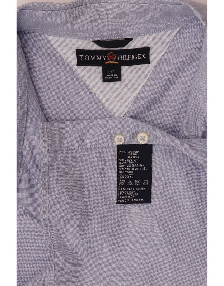 Camisa masculina Tommy Hilfiger Regular Fit grande algodão azul