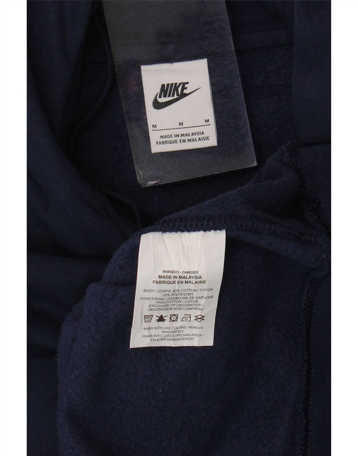Nike Mens Hoodie Jumper Médio Azul Marinho Algodão