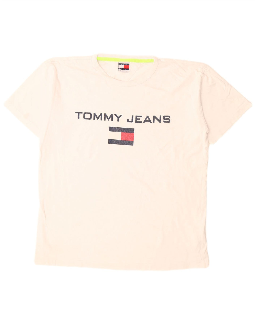 Tommy Hilfiger Camiseta masculina gráfica Top médio algodão branco