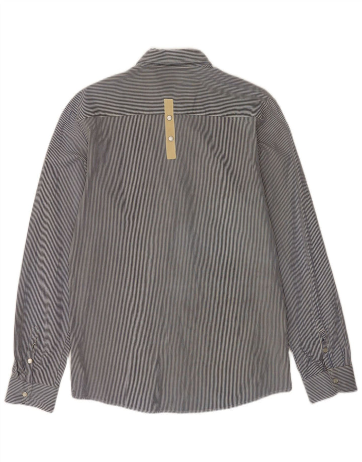 Camisa masculina Quiksilver pequena listrada azul de algodão