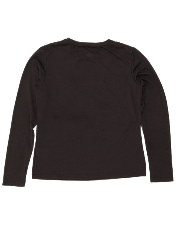 NIKE Womens Dri Fit Top Manga Longa US 8/10 Médio Preto Poliéster