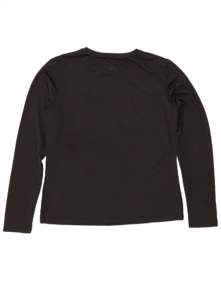 NIKE Womens Dri Fit Top Manga Longa US 8/10 Médio Preto Poliéster