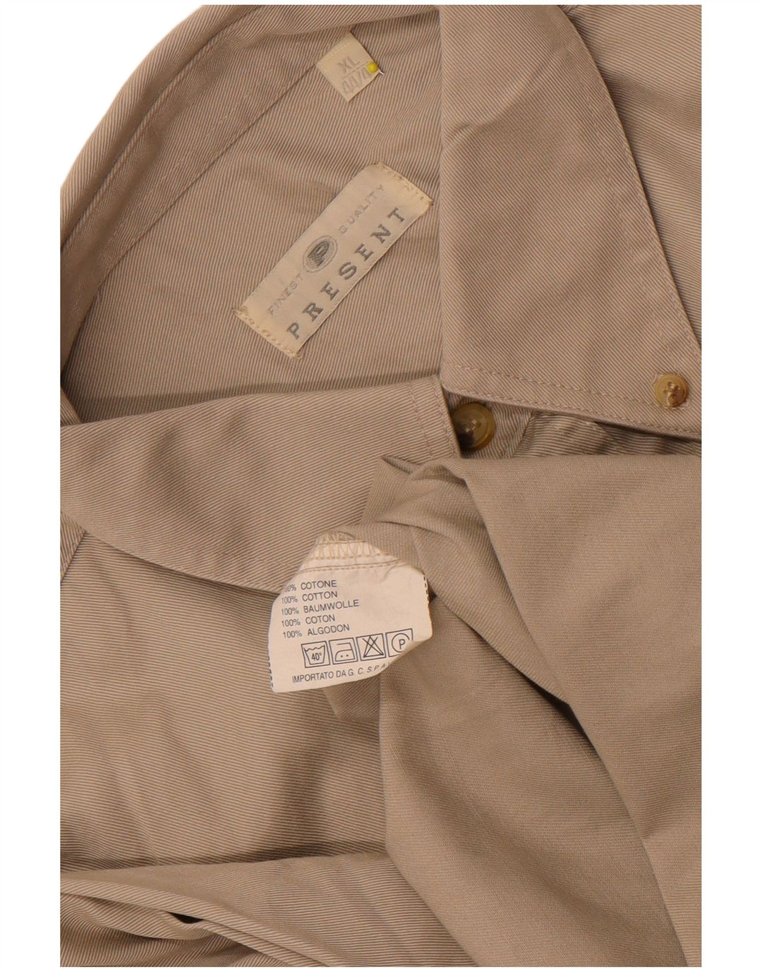 Camisa masculina vintage tamanho 44/46 XL algodão bege