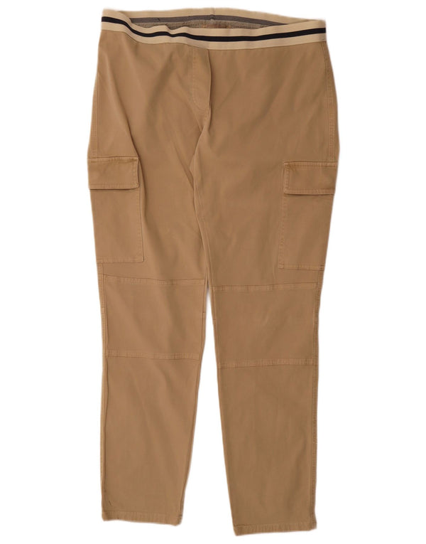 Calça cargo feminina Napapijri IT 48 XL W38 L30 algodão listrado bege