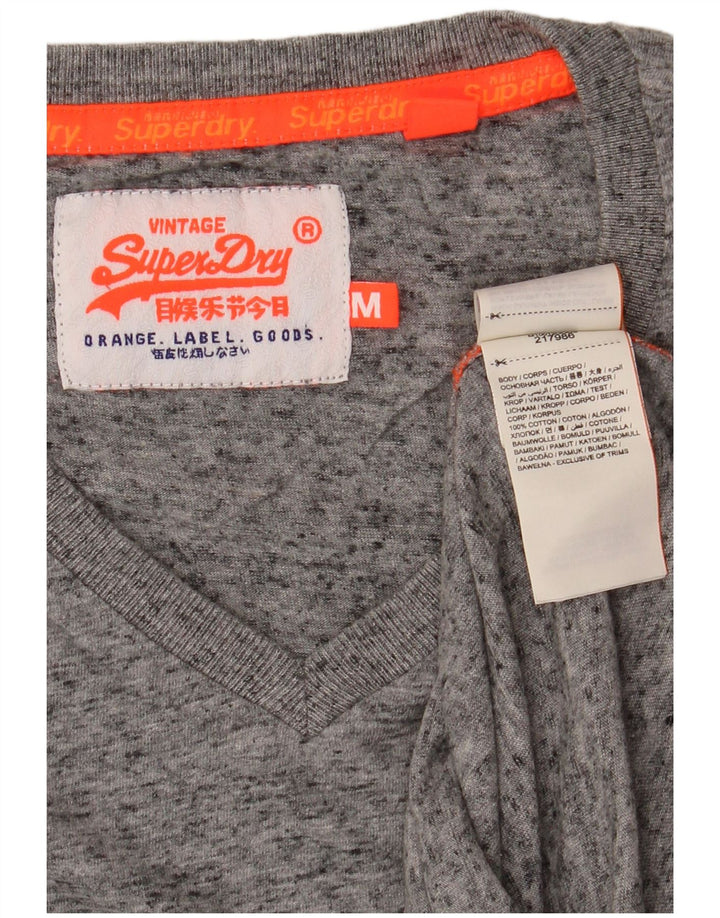 Camiseta masculina SUPERDRY Top cinza médio manchado de algodão