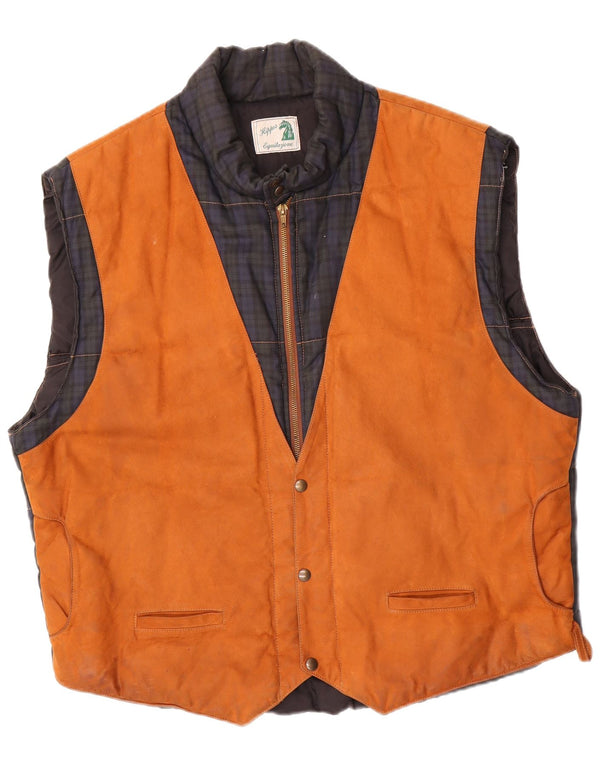 Colete acolchoado masculino vintage UK 42 XL xadrez bege