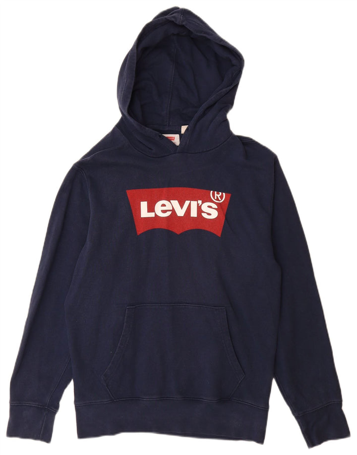 Suéter com capuz gráfico masculino Levi's pequeno algodão azul marinho