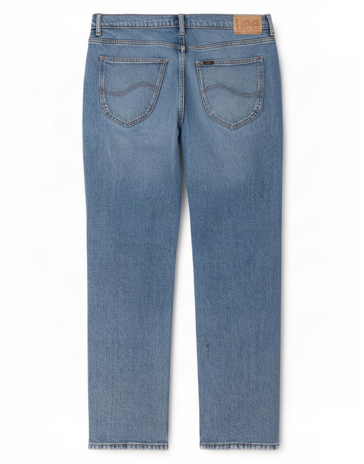 Lee Mens West Straight Jeans W34 L32 Azul Algodão