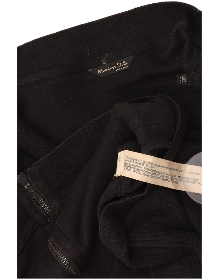 Suéter cardigã masculino Massimo Dutti grande algodão preto
