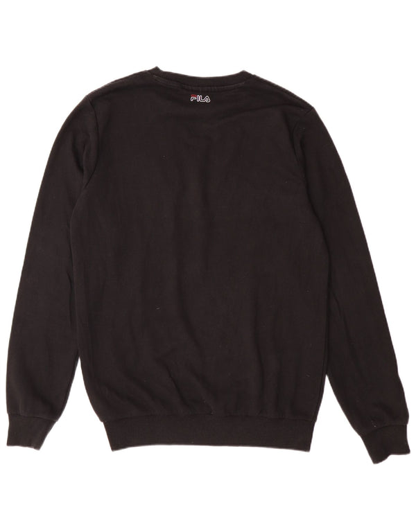 Fila Mens Graphic Moletom Jumper Pequeno Algodão Preto