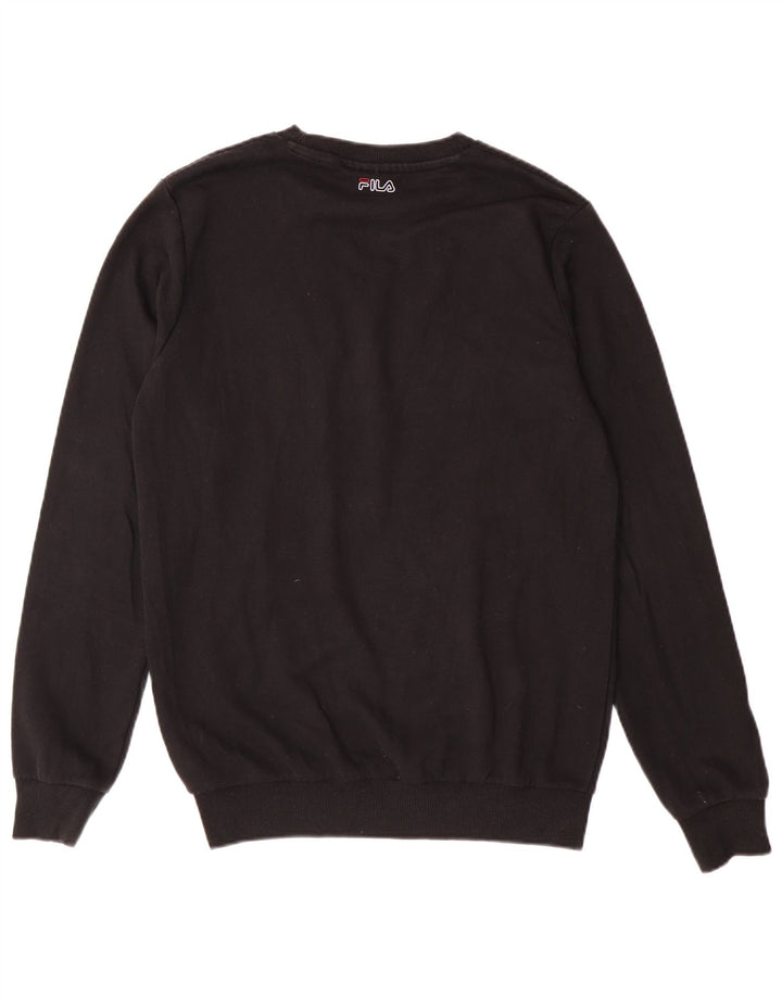 Fila Mens Graphic Moletom Jumper Pequeno Algodão Preto