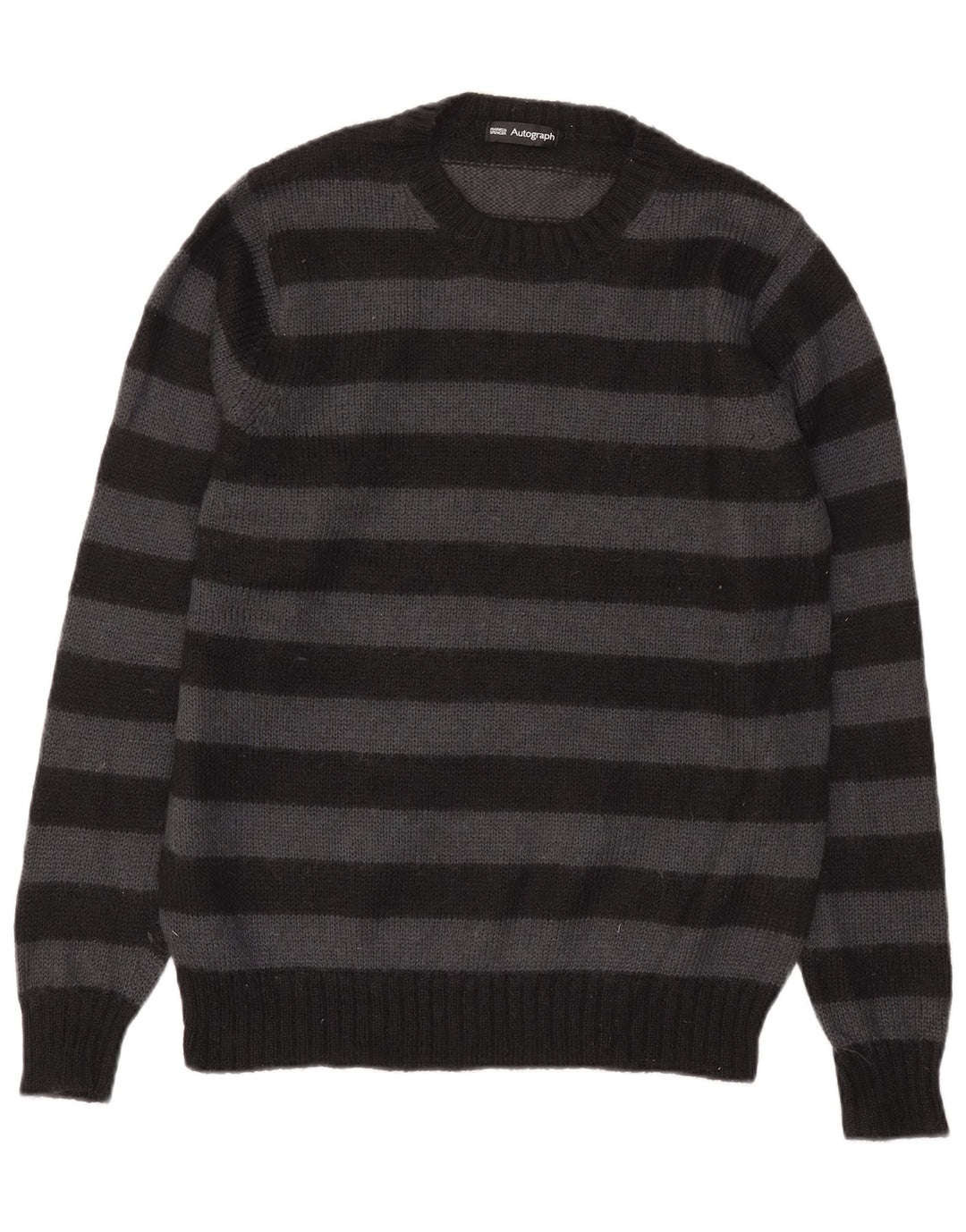 Suéter masculino Marks & Spencer Autograph com zíper e gola listrada preta média