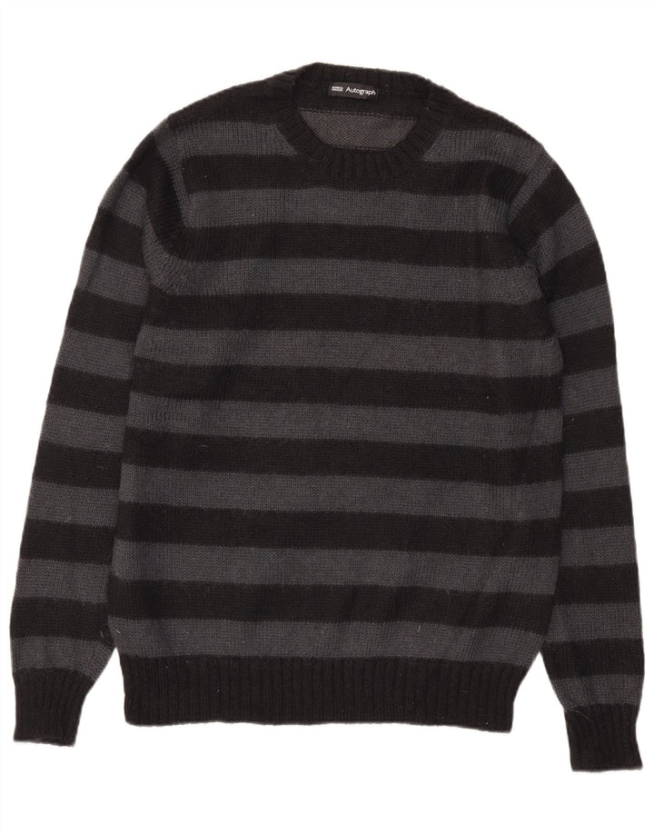 Suéter masculino Marks & Spencer Autograph com zíper e gola listrada preta média