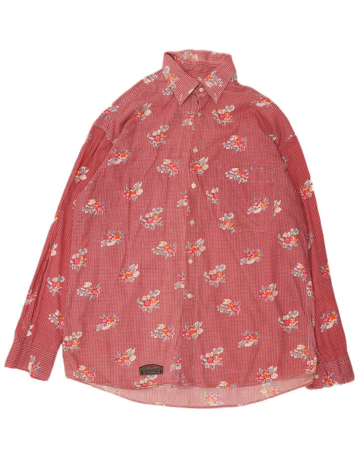 Camisa masculina Chesterfield XL algodão floral vermelho