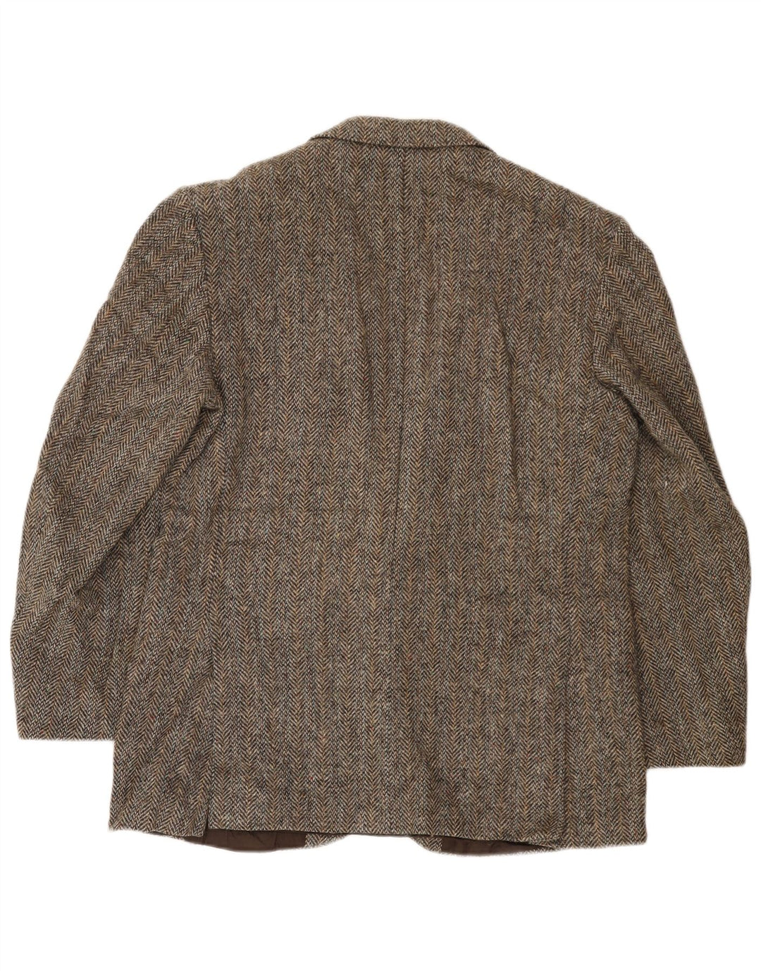 Jaqueta blazer masculina de 2 botões Harris Tweed Reino Unido 40 grande lã espinha de peixe marrom