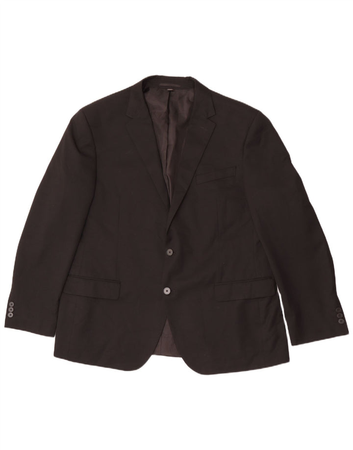 Jaqueta blazer masculina de 2 botões Marks & Spencer Reino Unido 46 XL preto poliéster