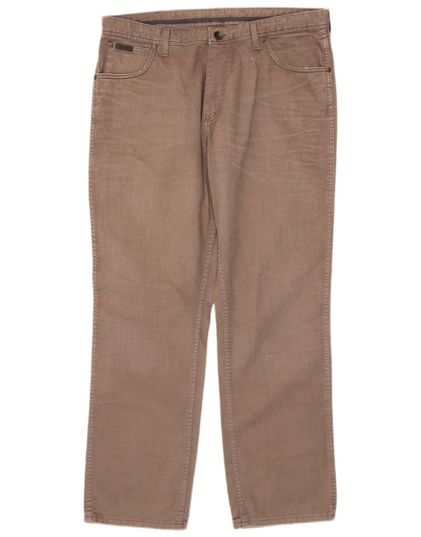 Wrangler Mens Texas Straight Calça Casual W38 L32 Algodão Marrom