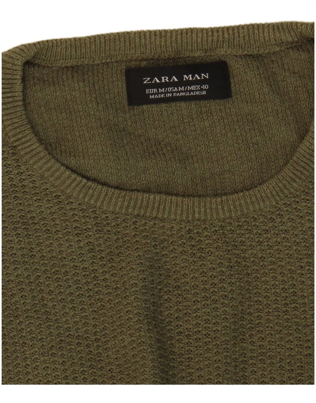 Zara Suéter masculino com gola redonda, médio cáqui