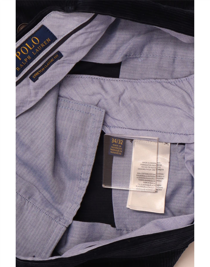 Calça masculina POLO RALPH LAUREN de veludo clássico W34 L32 azul marinho