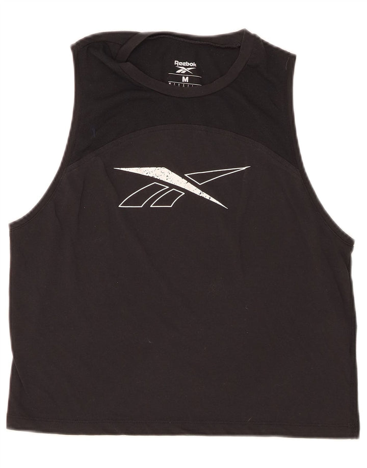 Reebok Womens Graphic Vest Top UK 12/14 Médio Preto Poliéster