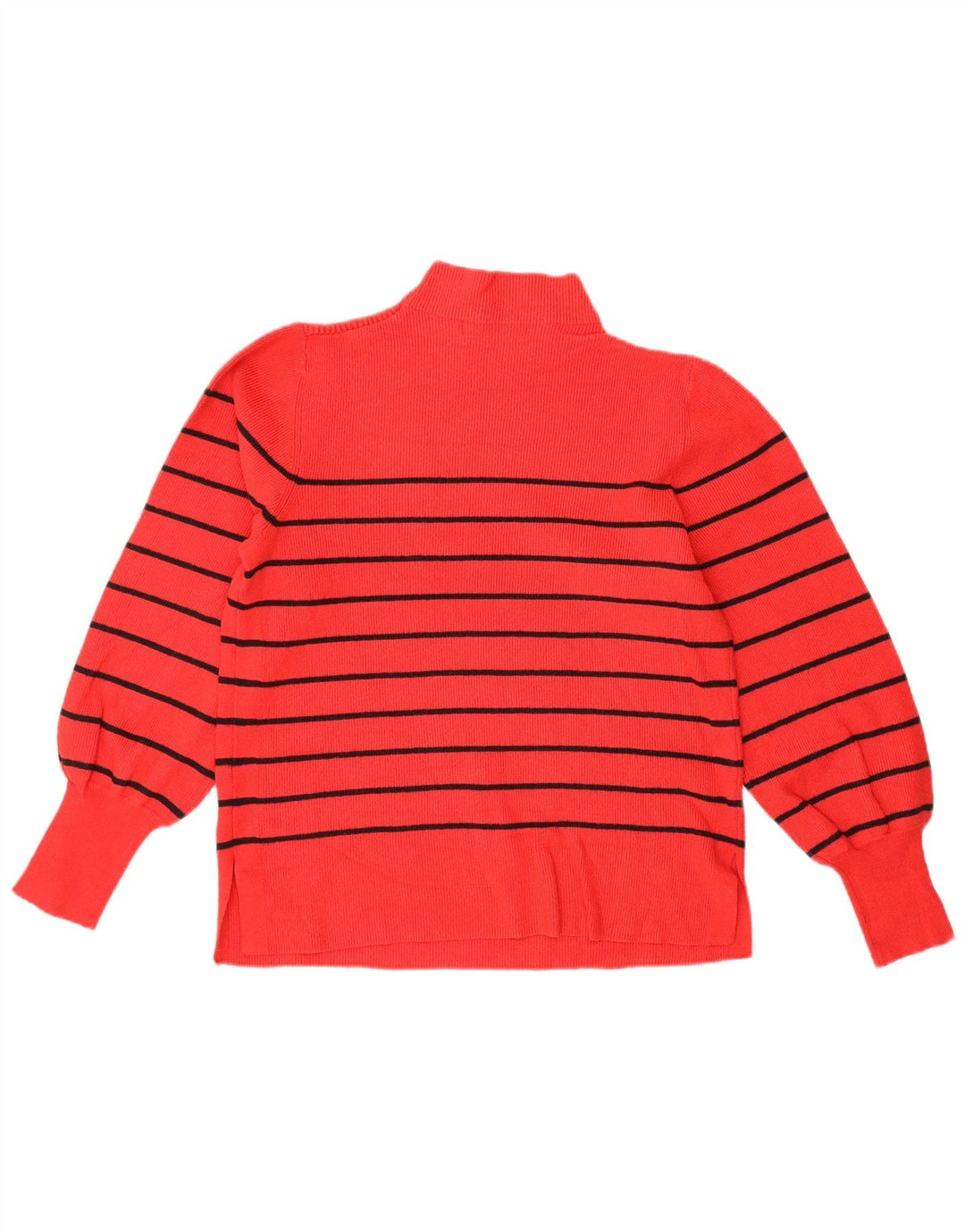 Suéter feminino Marks & Spencer com gola tartaruga Reino Unido 14 listrado vermelho médio